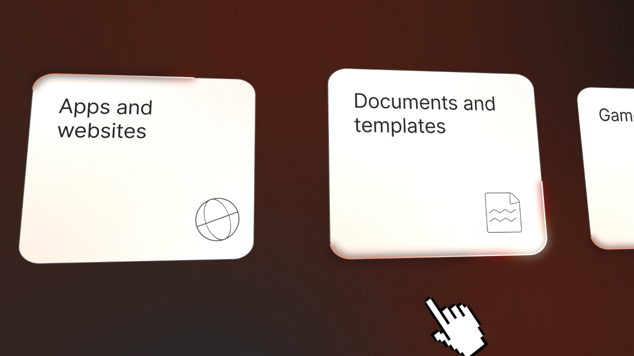 Claude Artifacts categories including apps, websites, documents, templates, and games